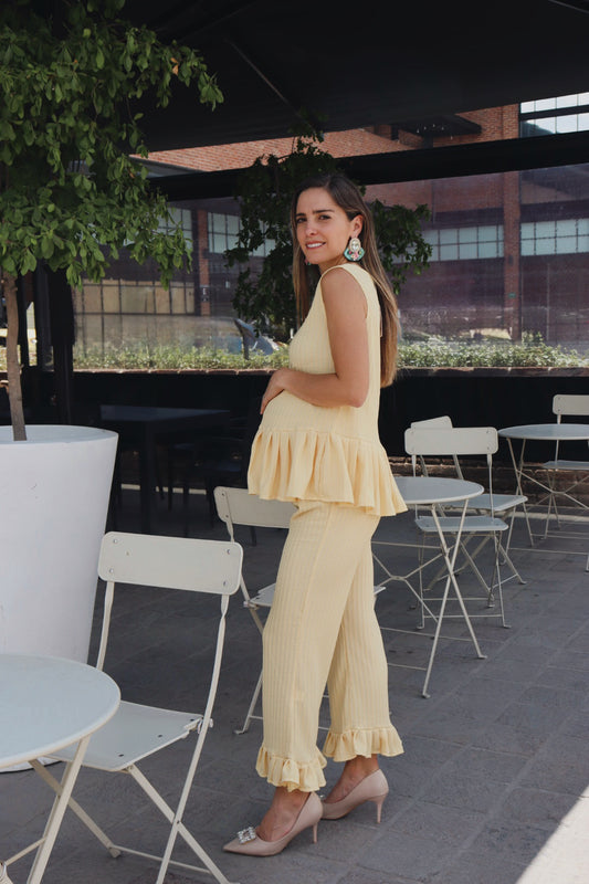 Conjunto de maternidad Imelda sin mangas, amarillo textura