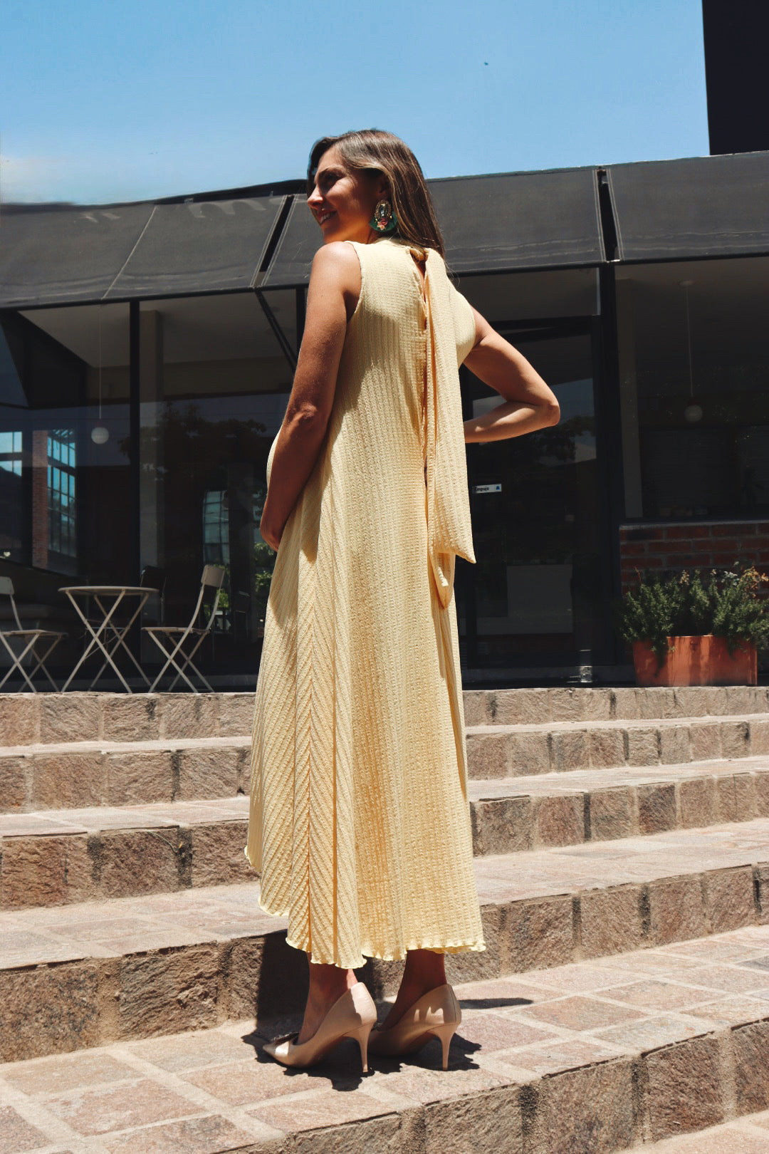 Vestido de maternidad Sonia, amarillo textura