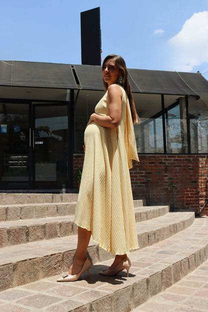 Vestido de maternidad Sonia, amarillo textura