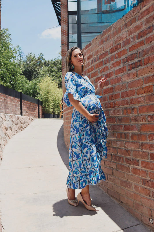 Vestido de maternidad, Ursula azul tallos CH