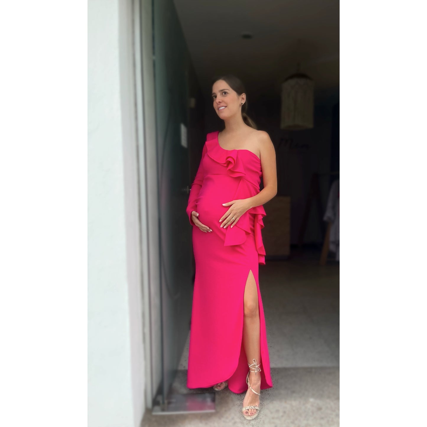 Vestido de maternidad, Britany rosa barbie con manga