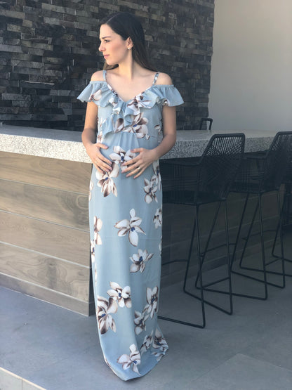 Vestido de maternidad, Dayana gris flores