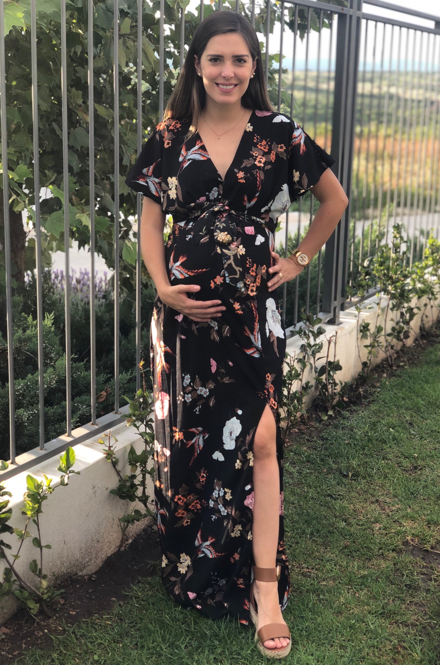 Vestido maternidad, Love negro pajaritos