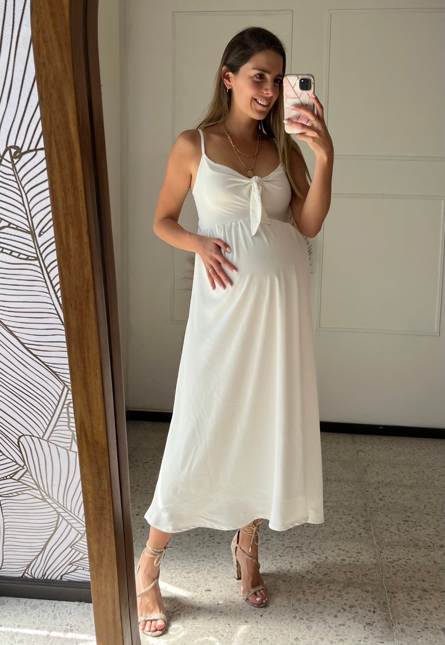 Vestido Manuela de maternidad y lactancia, largo ivory