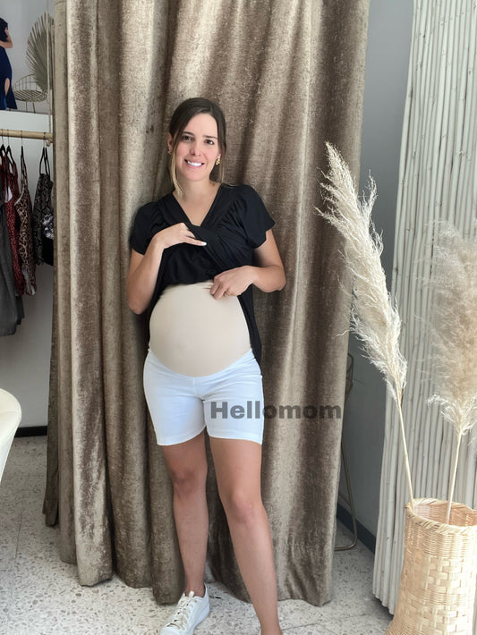 Maternity shorts, white Lycra