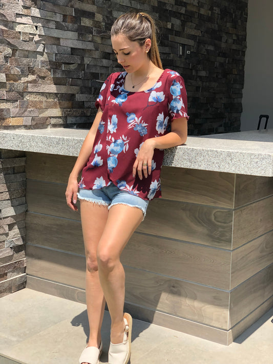 Nursing blouse Diana, cherry flowers