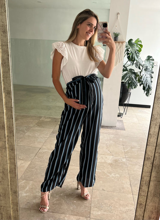 Maternity trousers, stripes