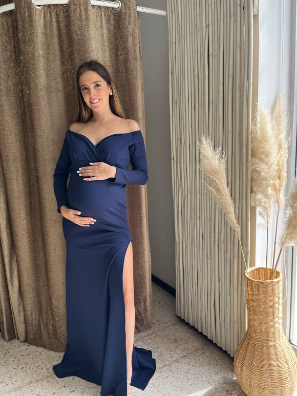 Vestido de maternidad sesión azul marino, Ritta