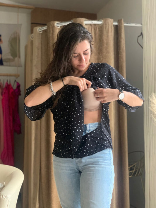 Blusa de lactancia, Ruth negra puntos