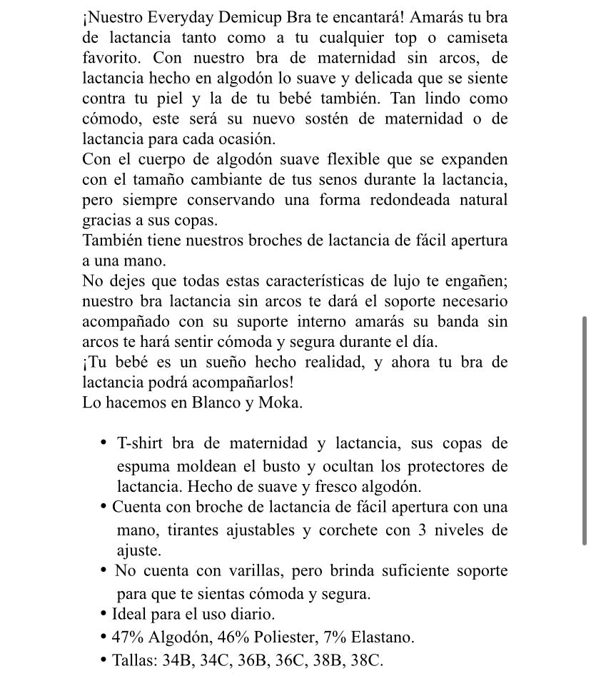 Brassier Lactancia , Color Moka