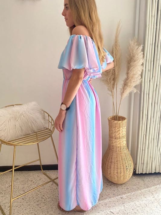 Vestido de maternidad Jessie Gender Reveal largo degradado