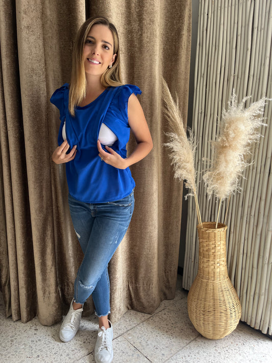 Nursing blouse Andy, royal blue