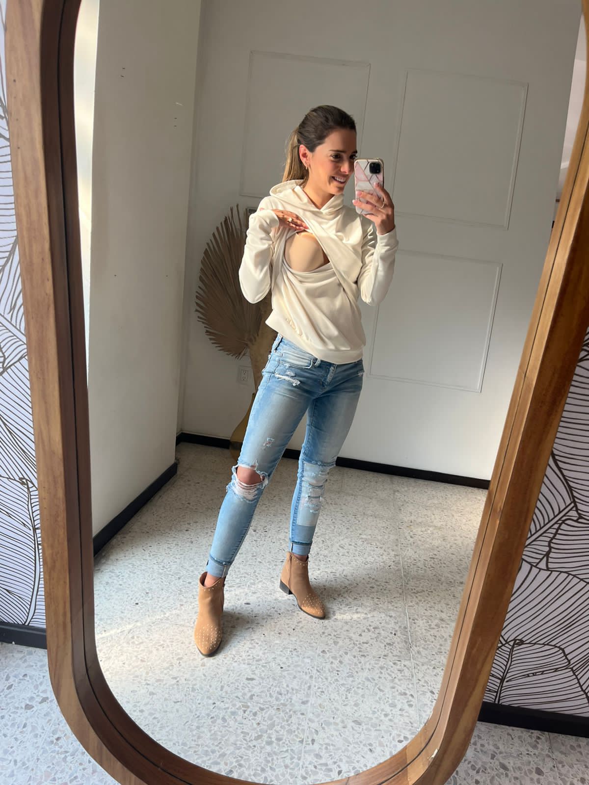 Suéter/blusa de lactancia, gloria ivory