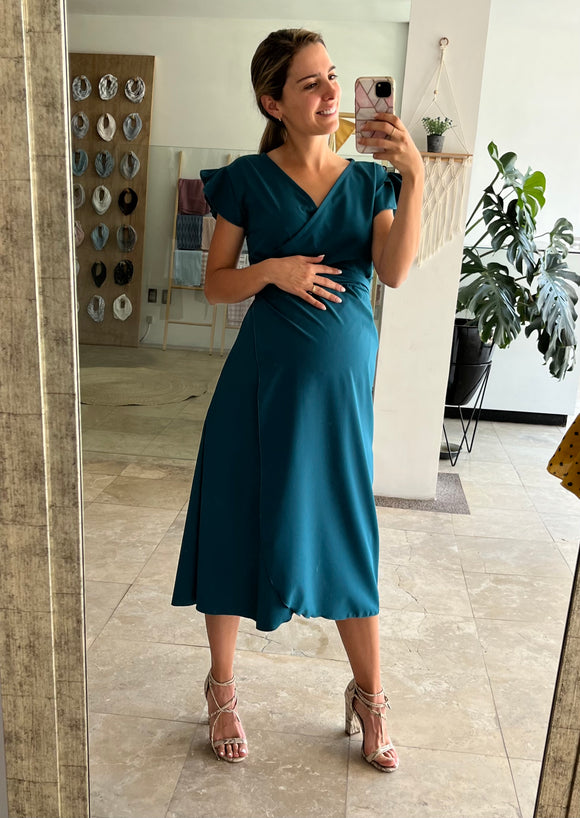 Vestido de maternidad, Ursula Azul verdozo mangas andy