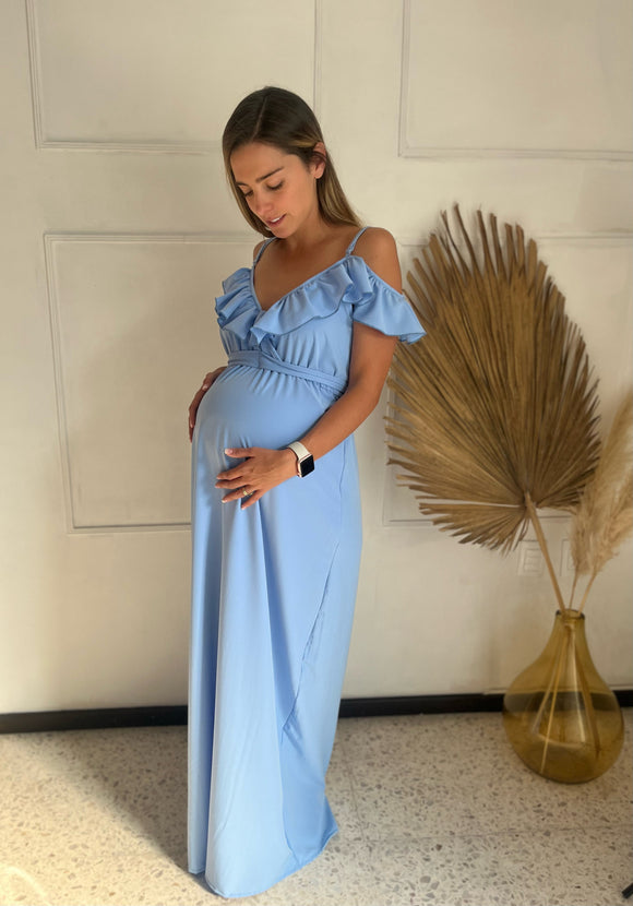 Vestido de maternidad y lactancia Dayana azul madrid