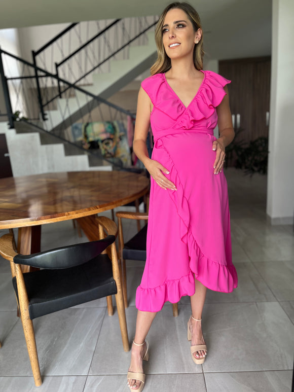 María Luisa maternity dress, barbie pink