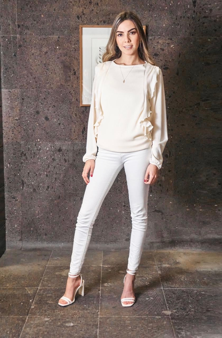 Suéter/blusa lactancia olanes ivory