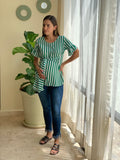 Maternity blouse, Luciana green stripes
