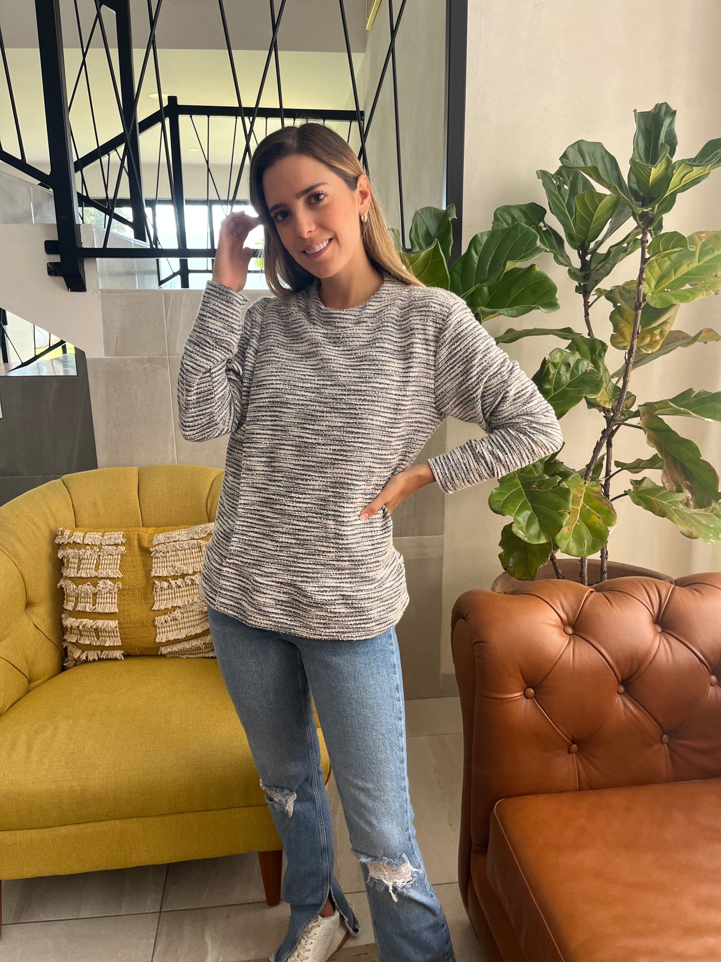 Sueter de lactancia, Celia gris con textura