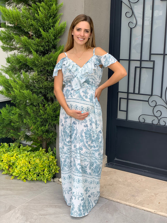 Maternity dress, Dayana, blue garigoleado