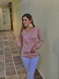 Blusa/ Suéter de maternidad y lactancia color rosa, Hilda