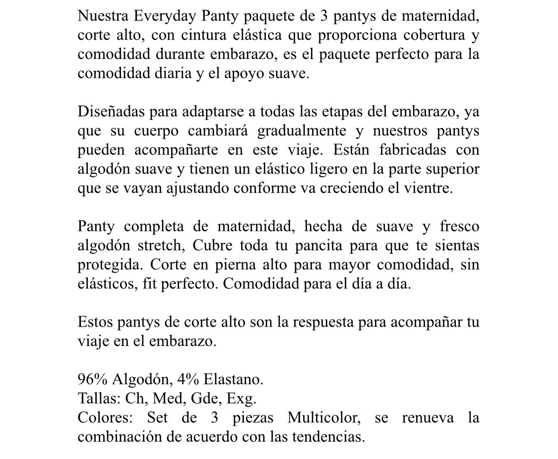 Paq de 3 Pantys de maternidad