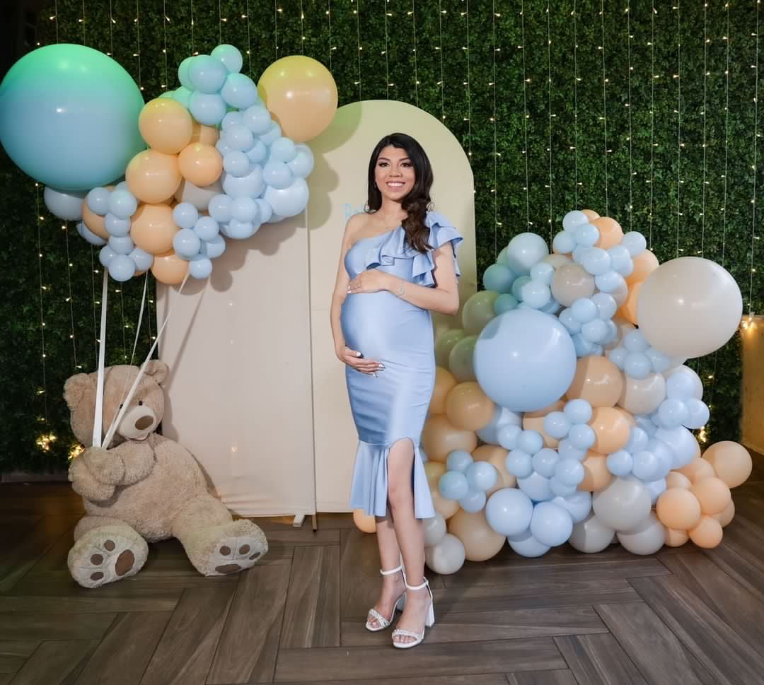Maternity dress, Aurelia shiny blue