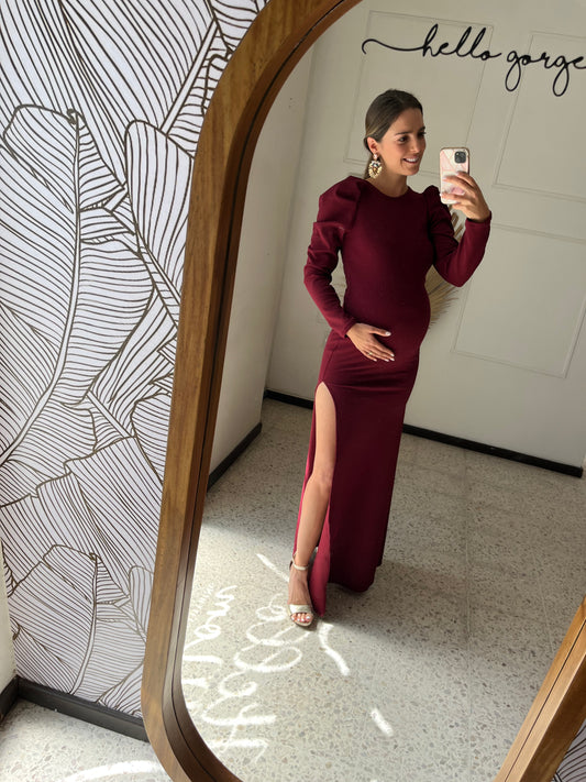 Maternity dress, vega/ritta wine