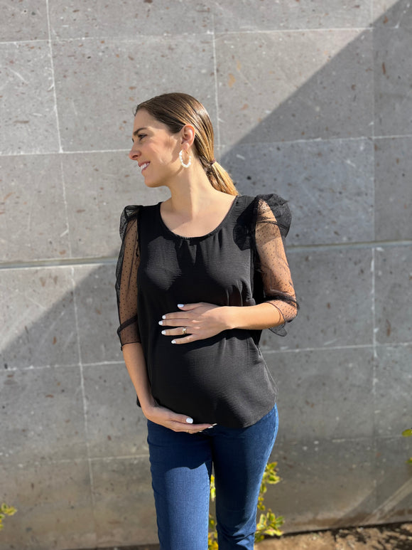 Blusa de maternidad, Anna negra bolitas