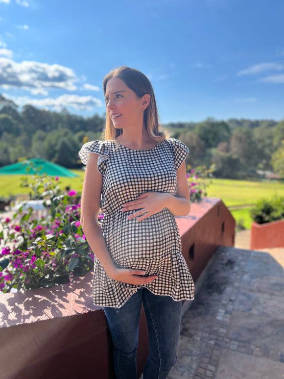 Maternity blouse, Anna ruffle check