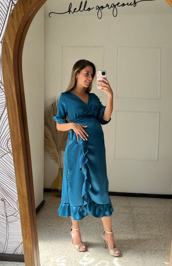 Vestido de maternidad, Ursula azul/verdoso