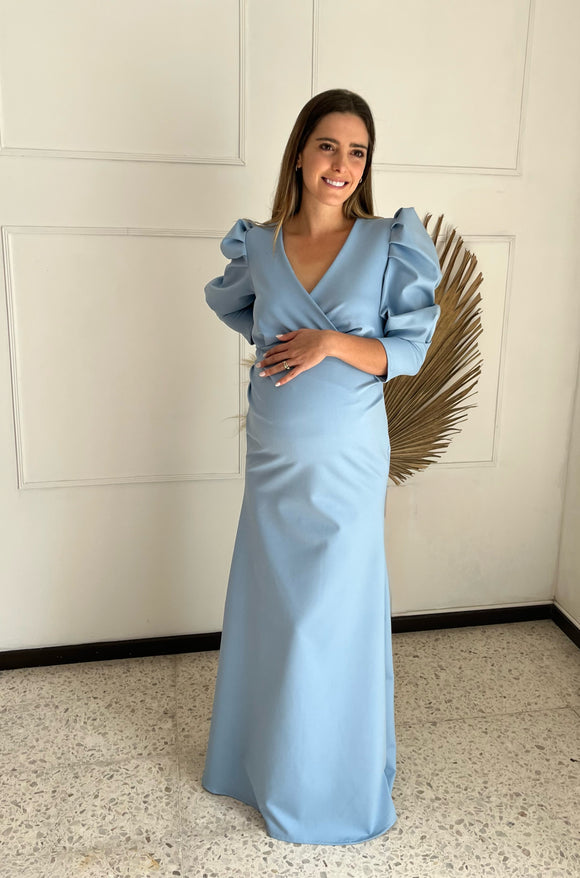 Vestido maternidad Yuridia largo azul