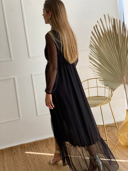 Vestido de Maternidad, Sofia/Carlota Negro bolitas