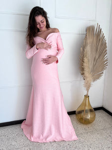 Pink texture maternity session dress, Ritta