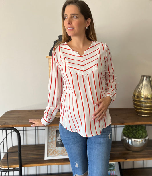 Blusa de maternidad, rayas naranja LM