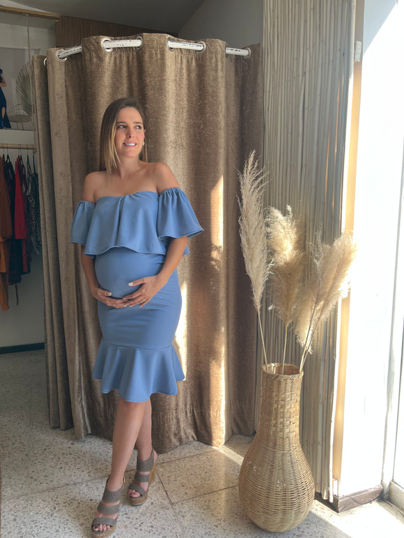 Vestido de maternidad, azul loredana