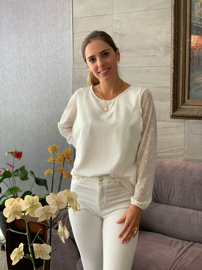 Blusa de Lactancia, Daniela Blanca bolitas