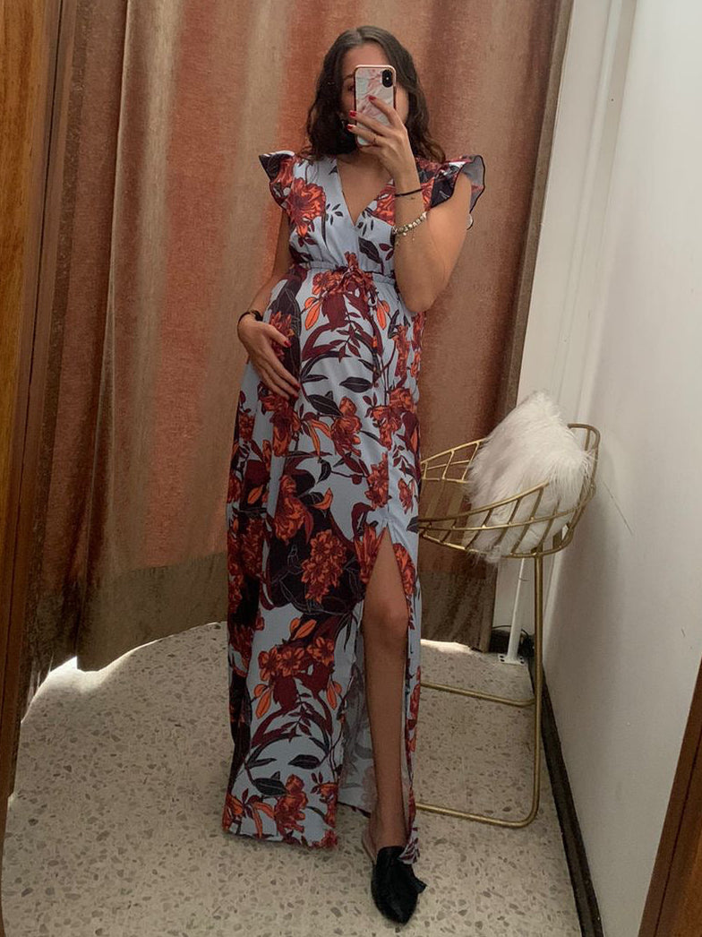 Vestido de maternidad, Bethzy naranja con azul