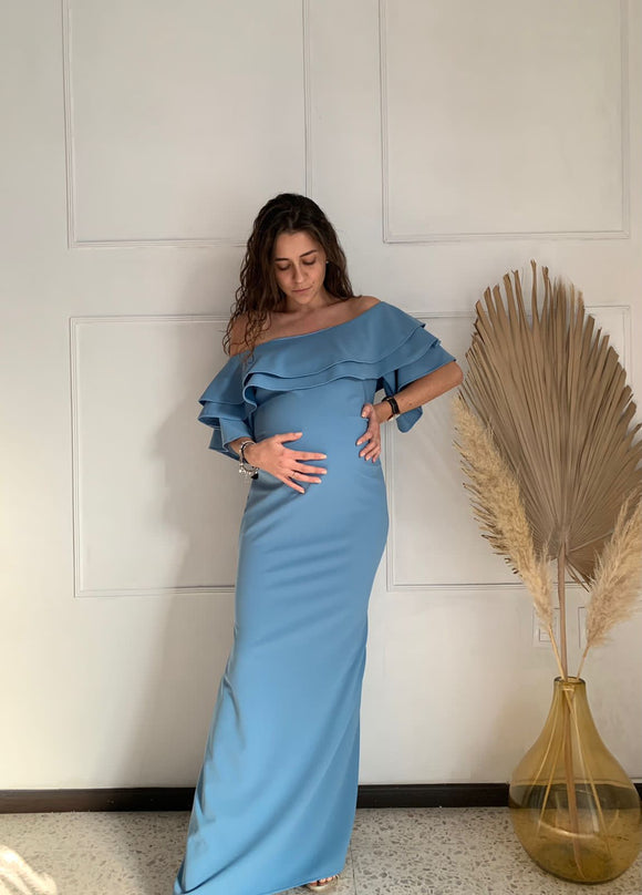 Maternity dress, Alejandra powder blue long