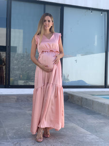Maternity dress, Juliet Shiny pink,