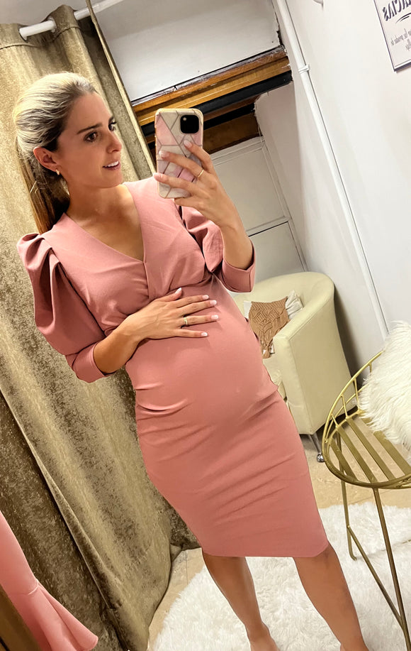 Burnt pink Yuridia maternity dress