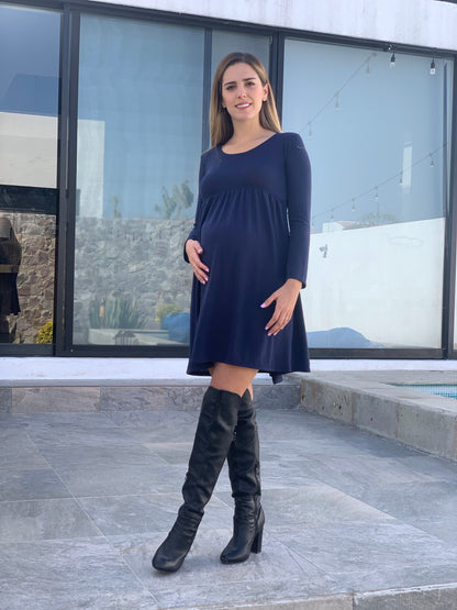 Maternity winter dress, blue SM