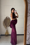Eugenia long wine velvet maternity dress