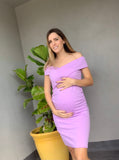 Maternity dress, viridian lilac