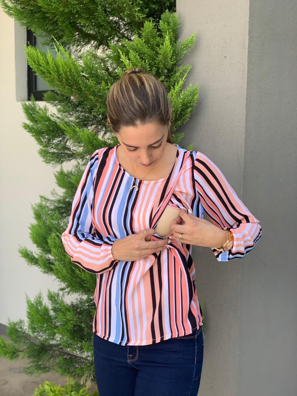 Nursing blouse, striped daniela