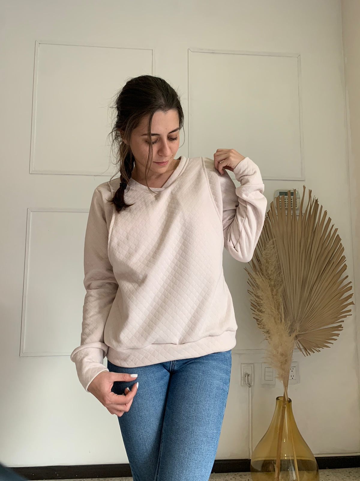 Sudadera de lactancia, rombos daniela beige