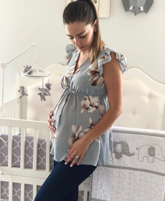 Blusa de maternidad, Andrea gris flores