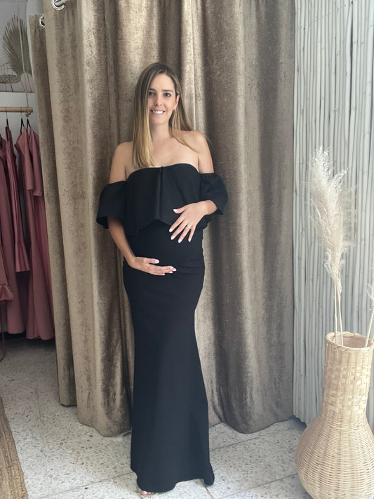 Vestido de maternidad Loredana largo, negro Ponti roma M