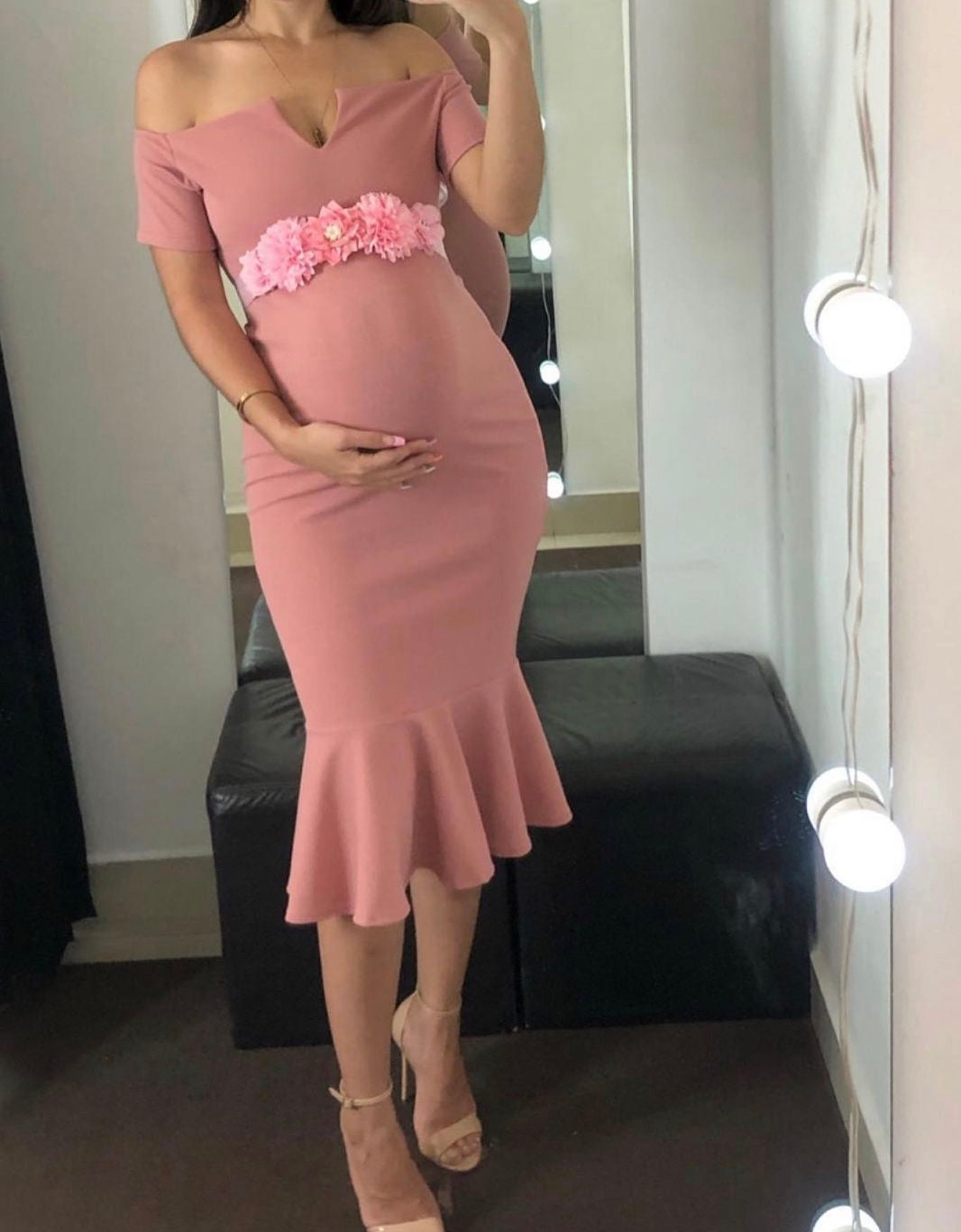 Vestido de maternidad, Itzel rosa fuerte CH a XG