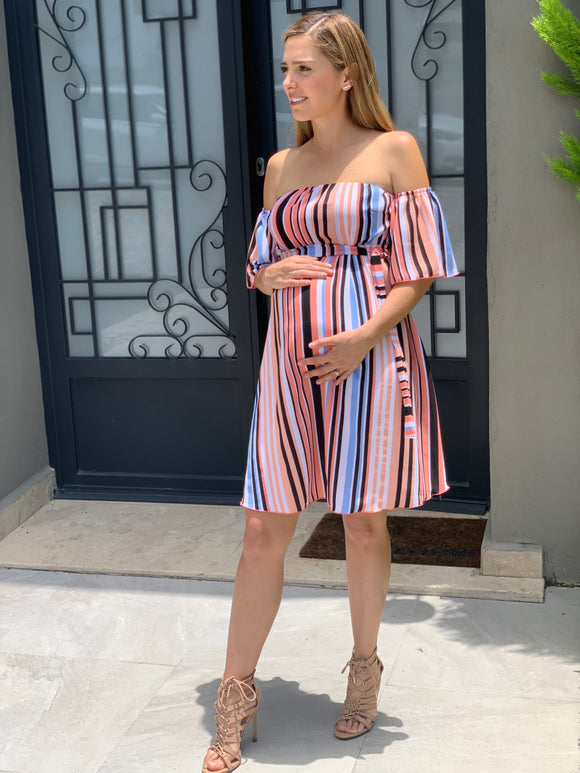 Maternity dress, Mia striped colors